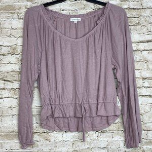 Ophelia Roe Long Sleeve Ruffle Top Tie Front 1X